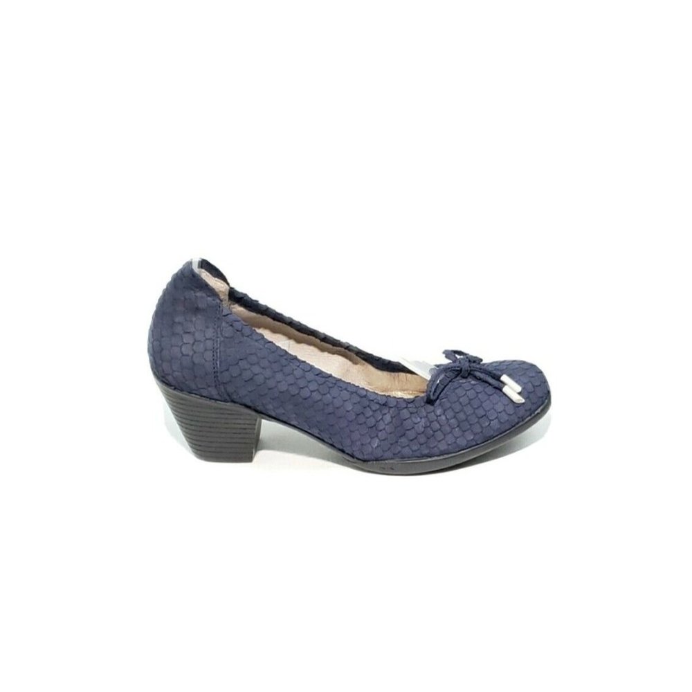 Sabrinas Juliet Career Pumps Scrunch Snake Print Blue Leather Womens US 7